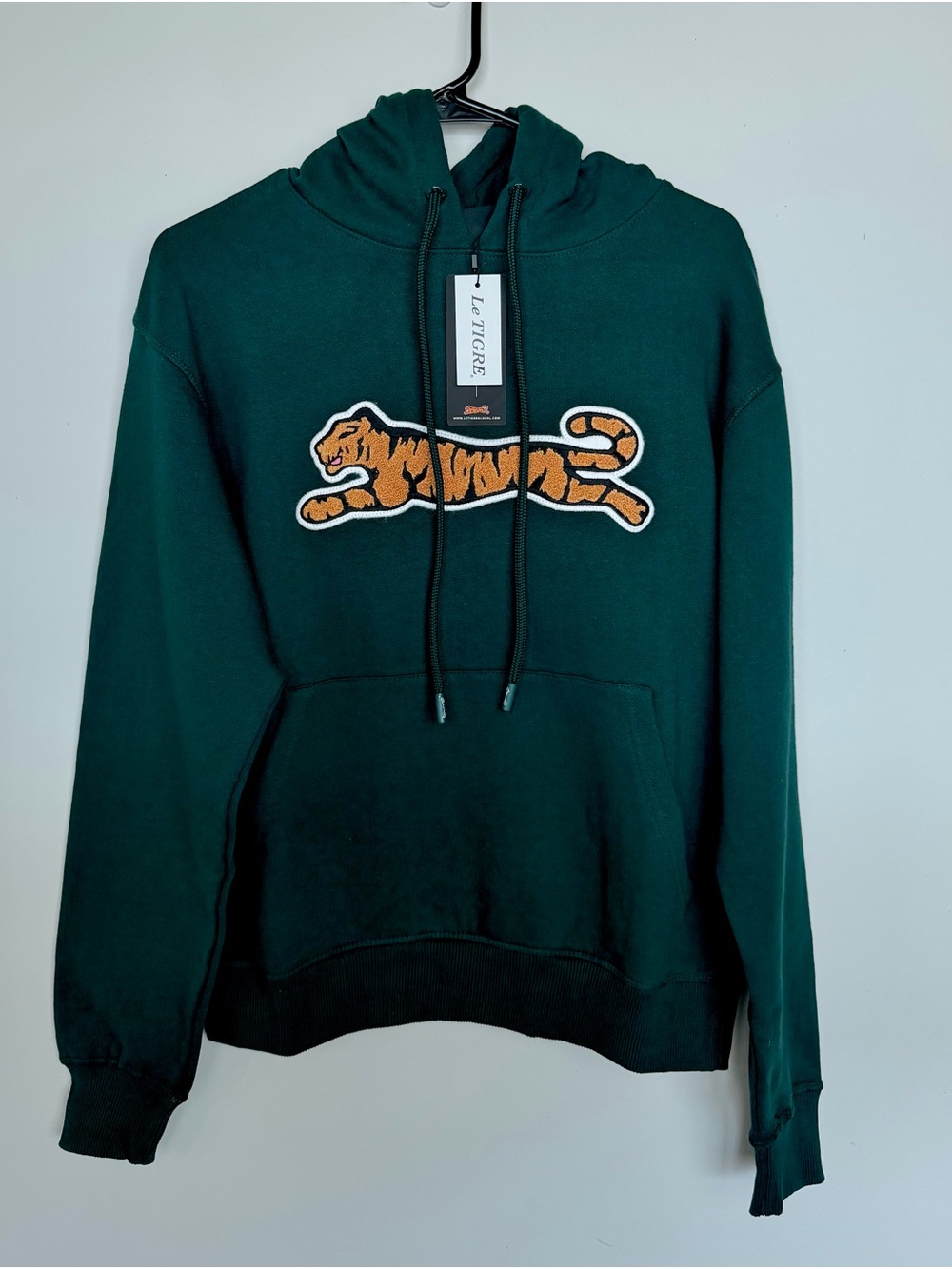 Le Tigre Men's Hunter Green Hoodie Sweatshirt Size Medium